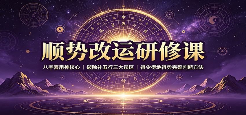顺势改运研修课:八字喜用神核心,破除补五行三大误区,得令得地得势完整判断方法-迦哆网创社
