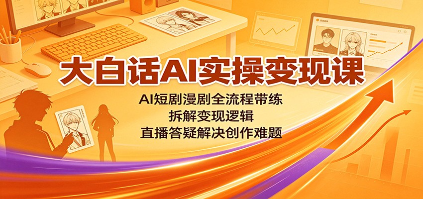 大白话AI实操变现课:AI短剧漫剧全流程带练,拆解变现逻辑,直播答疑解决创作难题-迦哆网创社