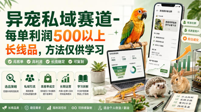 异宠私域赛道-每单利润500以上长线品,方法仅供学习-迦哆网创社