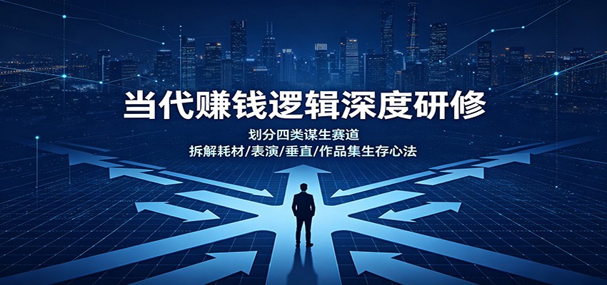 当代赚钱逻辑深度研修:划分四类谋生赛道,拆解耗材/表演/垂直/作品集生存心法-迦哆网创社