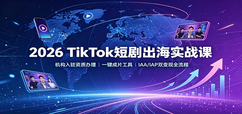 2026 TikTok短剧出海实战课：机构入驻资质办理，一键成片工具，IAA/IAP双变现全流程-迦哆网创社