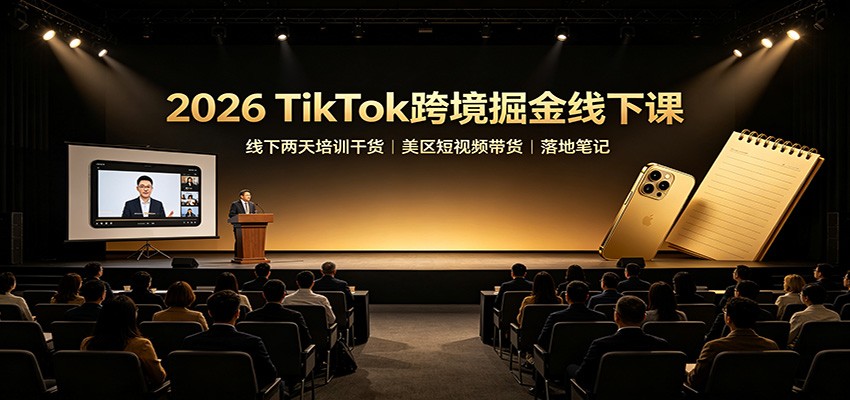 2026 TikTok跨境掘金线下课：线下两天培训干货，美区短视频带货落地笔记-迦哆网创社