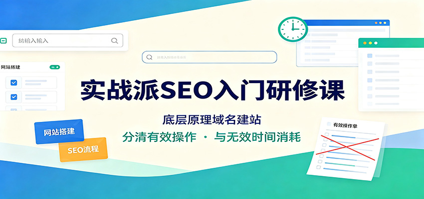 实战派SEO入门研修课：底层原理域名建站，分清有效操作与无效时间消耗-迦哆网创社