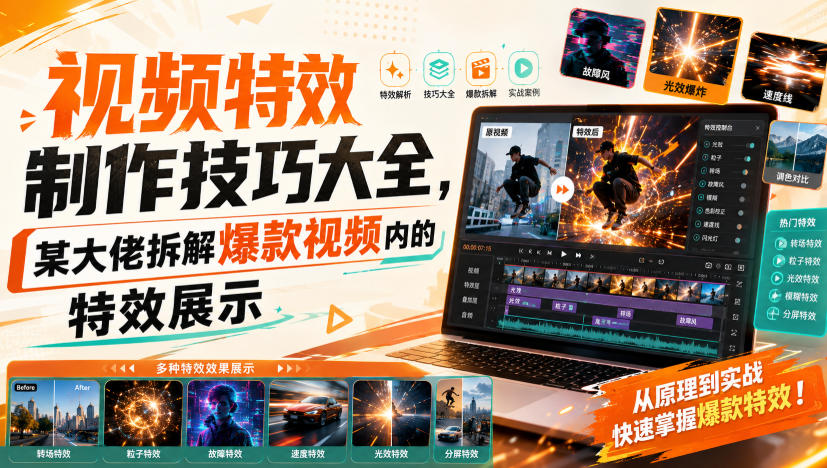 视频特效制作技巧大全，某大佬拆解爆款视频内的特效展示-迦哆网创社