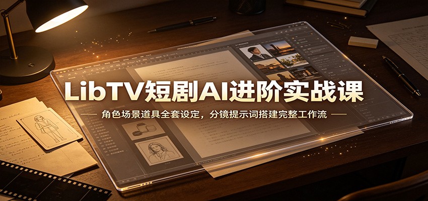 LibTV短剧AI进阶实战课：角色场景道具全套设定，分镜提示词搭建完整工作流-迦哆网创社