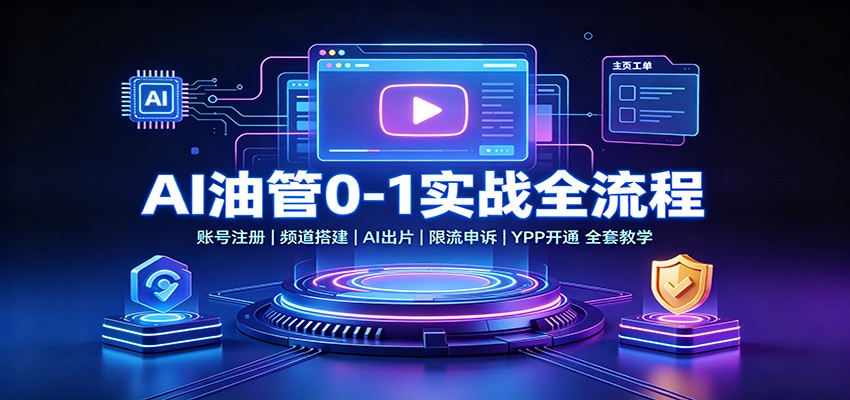 AI油管0-1实战：账号注册频道搭建，AI出片，限流申诉，YPP开通全套教学-迦哆网创社