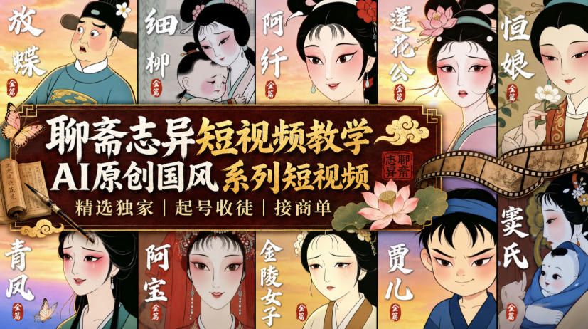 聊斋志异短视频教学,AI原创国风系列短视频,精选独家丨起号收徒丨接商单(更新0818)-迦哆网创社