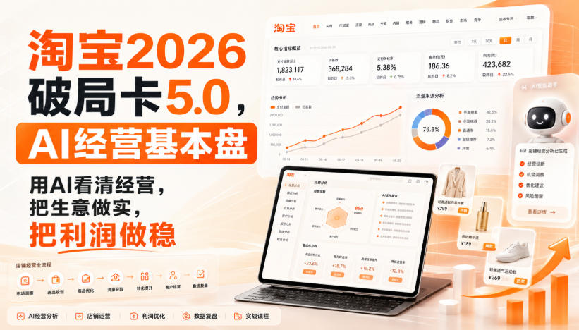 智篆商业-淘宝2026破局卡5.0，AI经营基本盘，用AI看清经营，把生意做实，把利润做稳-迦哆网创社