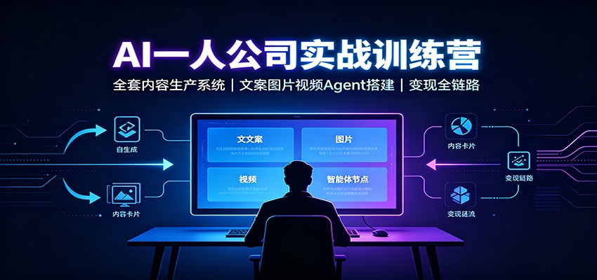 AI创作一人公司实战训练营：全套内容生产系统，文案图片视频Agent搭建变现全链路-迦哆网创社
