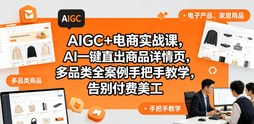AIGC+电商实战课，AI一键直出商品详情页，多品类全案例手把手教学，告别付费美工(更新0820)-迦哆网创社