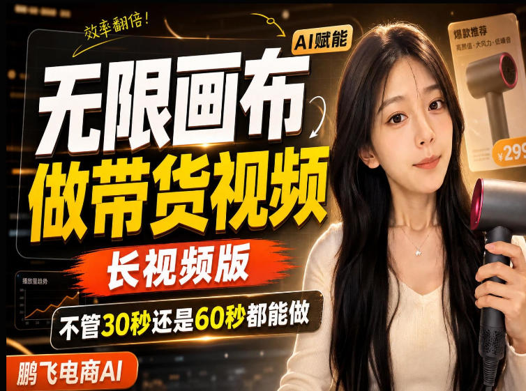 【保姆级教程】无限画布搭建长带货视频，拼接不翻车全程一致，小白跟着步骤也能上手-迦哆网创社