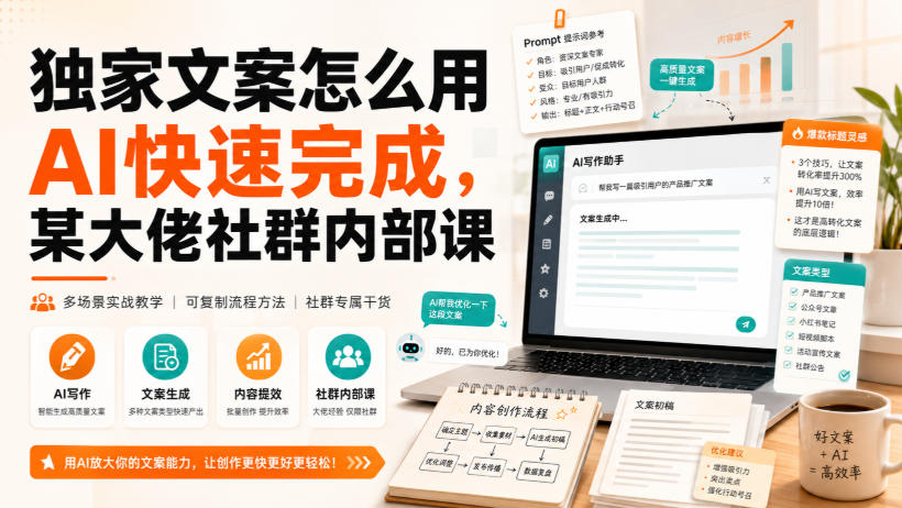 独家文案怎么用AI快速完成,某大佬社群内部课-迦哆网创社