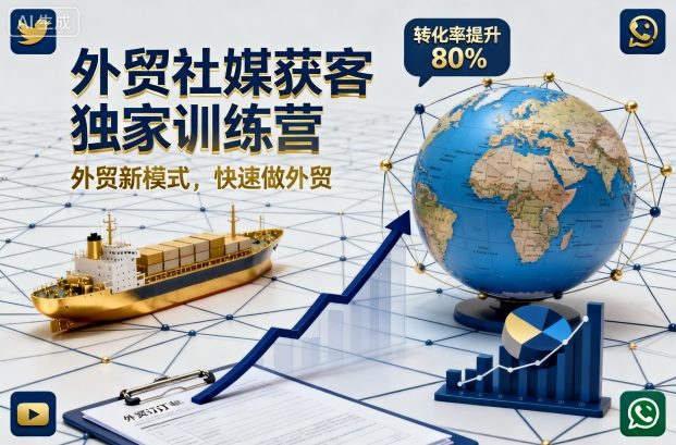 外贸社媒获客独家训练营,外贸新模式,快速做外贸(更新26年08月21日)-迦哆网创社