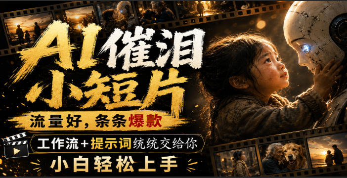 AI催泪小短片，流量好，条条爆款，工作流+提示词统统交给你，小白轻松上手-迦哆网创社