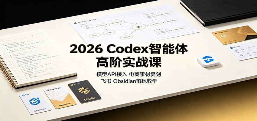 2026 Codex智能体高阶实战课：模型API接入，电商素材复刻，飞书Obsidian落地教学-迦哆网创社