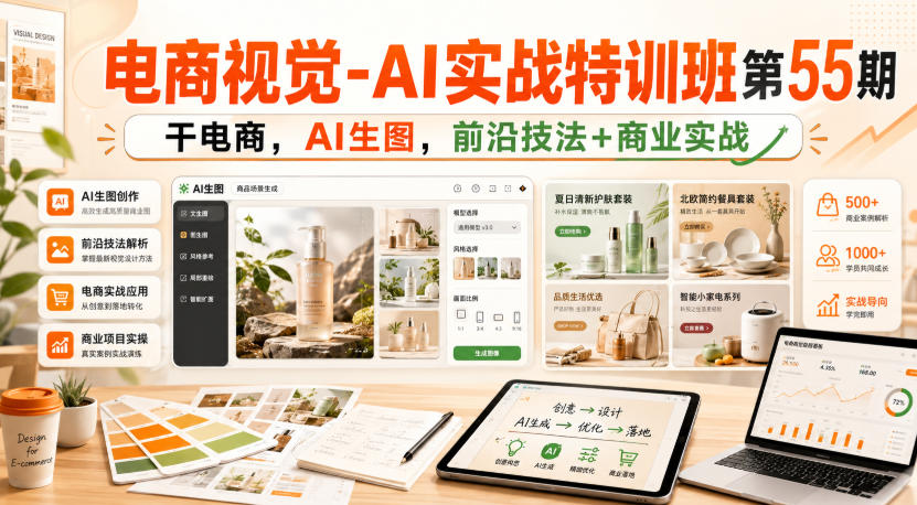 电商视觉-AI实战特训班第55期，干电商，AI生图，前沿技法+商业实战-迦哆网创社
