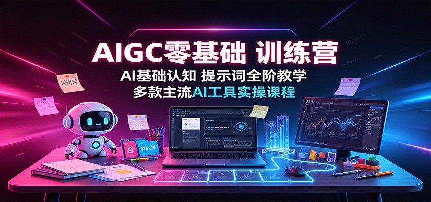 AIGC零基础训练营：AI基础认知，提示词全阶教学，多款主流AI工具实操课程-迦哆网创社