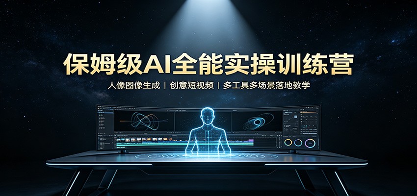 保姆级AI全能实操训练营：人像图像生成，创意短视频，多工具多场景落地教学-迦哆网创社