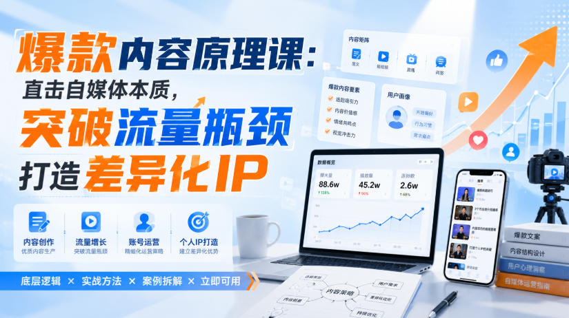 爆款内容原理课:直击自媒体本质,突破流量瓶颈打造差异化IP-迦哆网创社