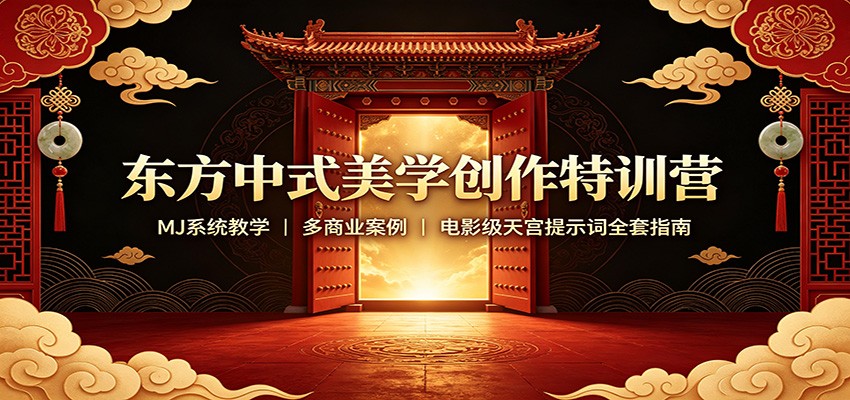 东方中式美学创作特训营：MJ系统教学，多商业案例，电影级天宫提示词全套指南-迦哆网创社