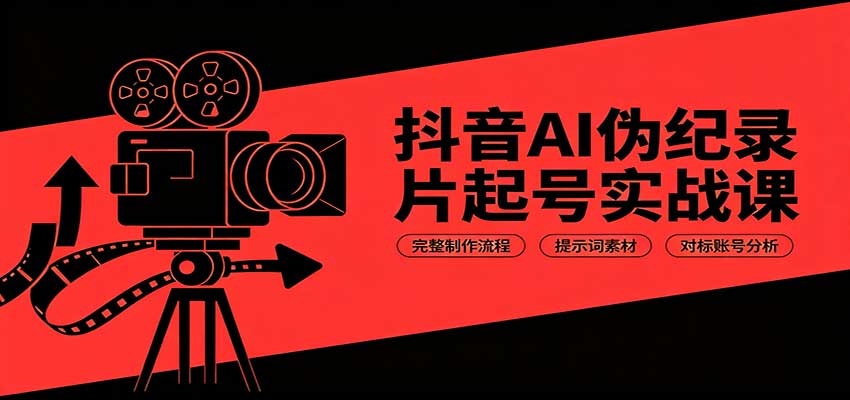 抖音AI伪纪录片起号实战课：完整制作流程，提示词素材，对标账号分析-迦哆网创社
