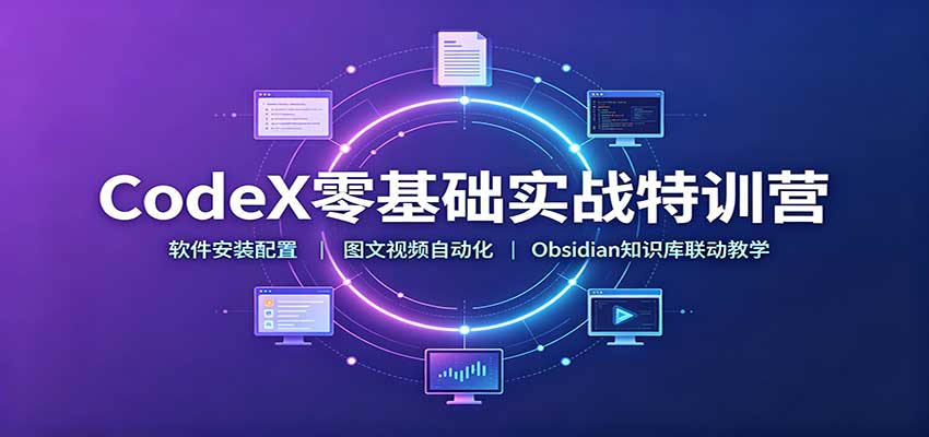 CodeX零基础实战特训营：软件安装配置，图文视频自动化，Obsidian知识库联动教学-迦哆网创社