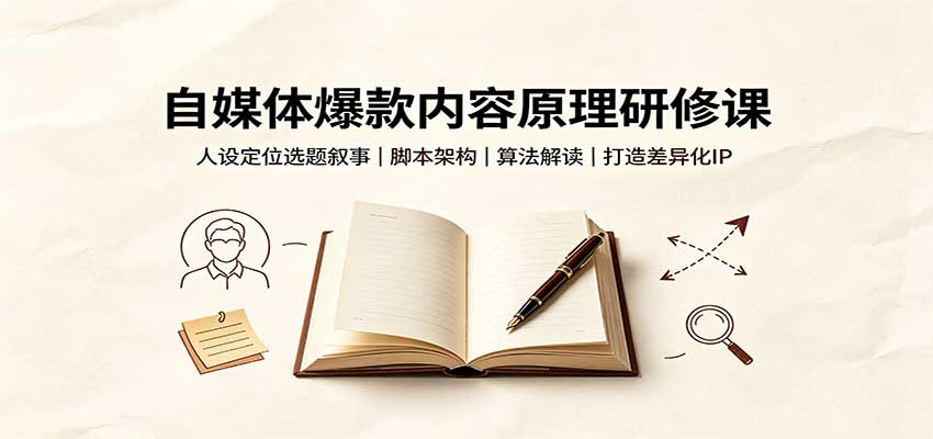 自媒体爆款内容原理研修课：人设定位选题叙事，脚本架构，算法解读打造差异化IP-迦哆网创社