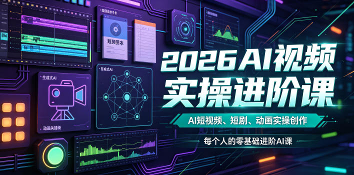 2026AI视频实操进阶课，AI短视频、短剧、动画实操创作，每个人的零基础进阶ai课(更新0825)-迦哆网创社