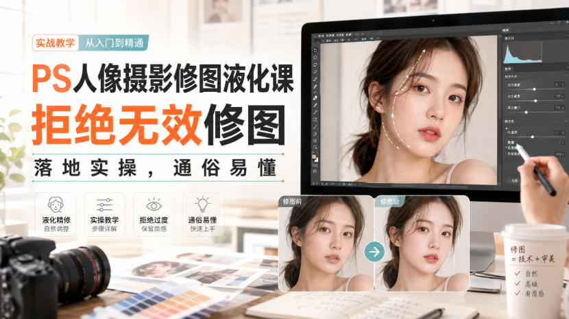 PS人像摄影修图液化课，拒绝无效修图，落地实操，通俗易懂-迦哆网创社