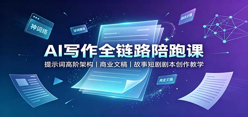 AI写作全链路陪跑课：提示词高阶架构，商业文稿，故事短剧剧本创作教学-迦哆网创社
