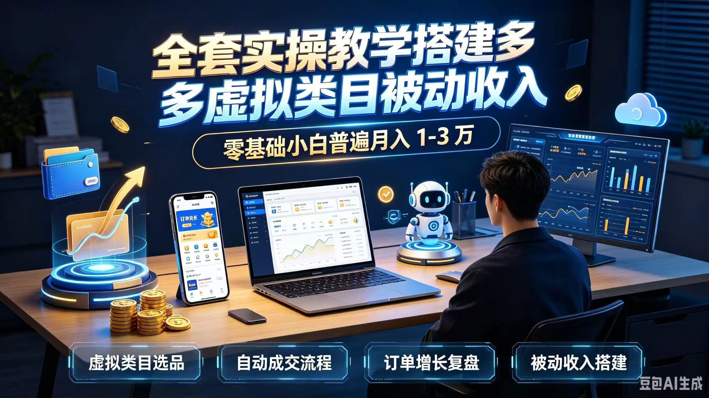 全套实操教学搭建多多虚拟类目被动收入，零基础小白普遍月入 1-3 万-迦哆网创社
