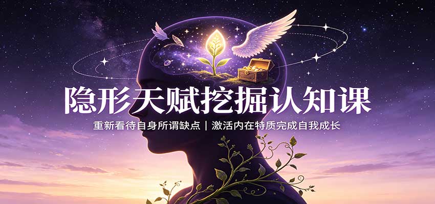 隐形天赋挖掘认知课：重新看待自身所谓缺点，激活内在特质完成自我成长-迦哆网创社
