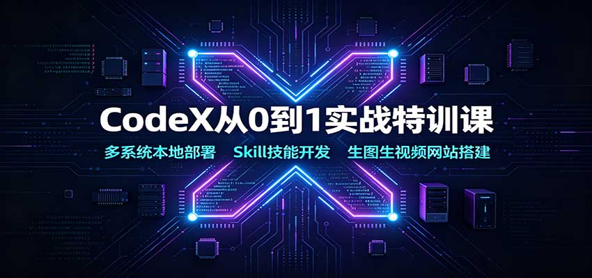 CodeX从0到1实战特训课：多系统本地部署，Skill技能开发，生图生视频网站搭建-迦哆网创社