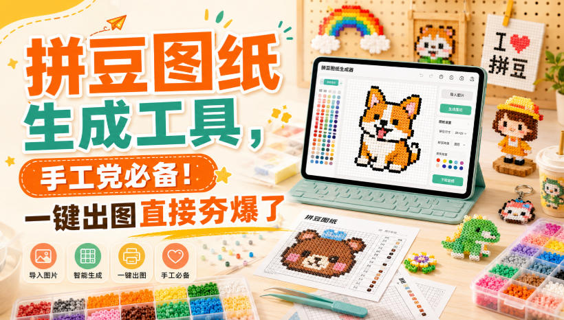 拼豆图纸生成工具，手工党必备！一键出图直接夯爆了-迦哆网创社