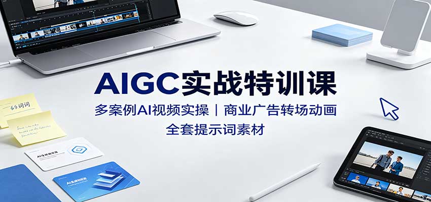 AIGC实战特训课：多案例AI视频实操，商业广告转场动画，全套提示词素材-迦哆网创社