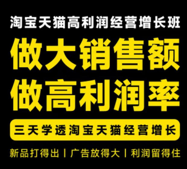 天猫淘宝高利润经营增长班杭州线下课31期8月22-24日，做大销售额做高利润率，三天学透淘宝天猫经营增长-迦哆网创社