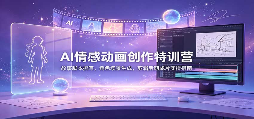 AI情感动画创作特训营：故事脚本撰写，角色场景生成，剪辑后期成片实操指南-迦哆网创社