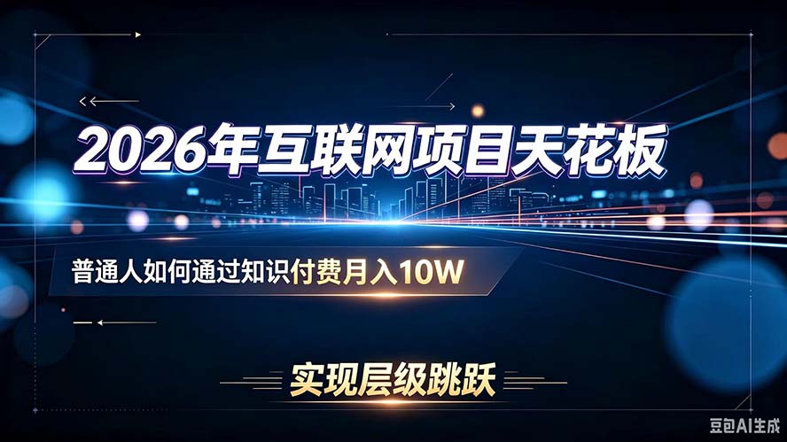 2026年互联网项目天花板：普通人如何通过知识付费月入10W，实现层级跳跃-迦哆网创社
