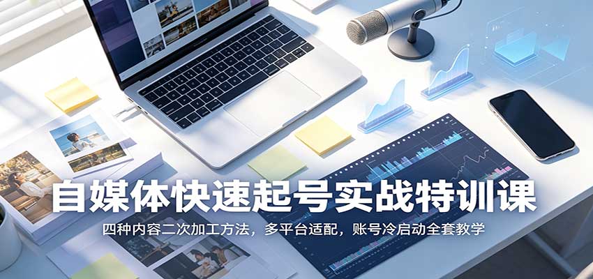 自媒体快速起号实战特训课：四种内容二次加工方法，多平台适配，账号冷启动全套教学-迦哆网创社