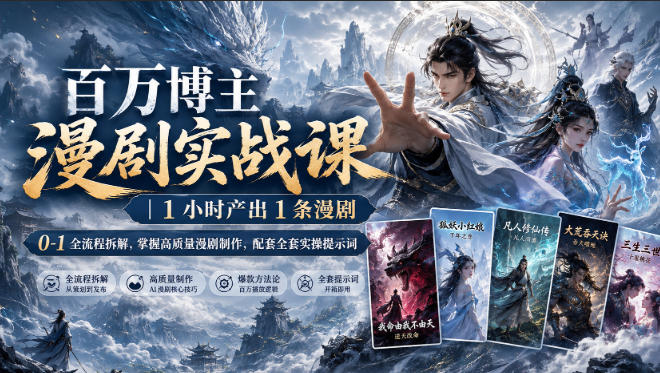 百万博主漫剧实战课|1小时产出1条漫剧,0‑1全流程拆解,掌握高质量漫剧制作,配套全套实操提示词-迦哆网创社