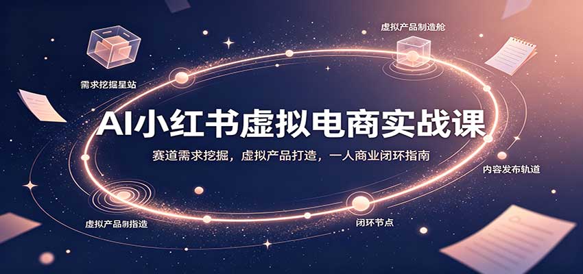 AI小红书虚拟电商实战课：赛道需求挖掘，虚拟产品打造，一人商业闭环指南-迦哆网创社