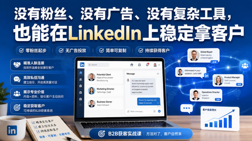 没有粉丝、没有广告、没有复杂工具，也能在LinkedIn上稳定拿客户【原创双语字幕】-迦哆网创社