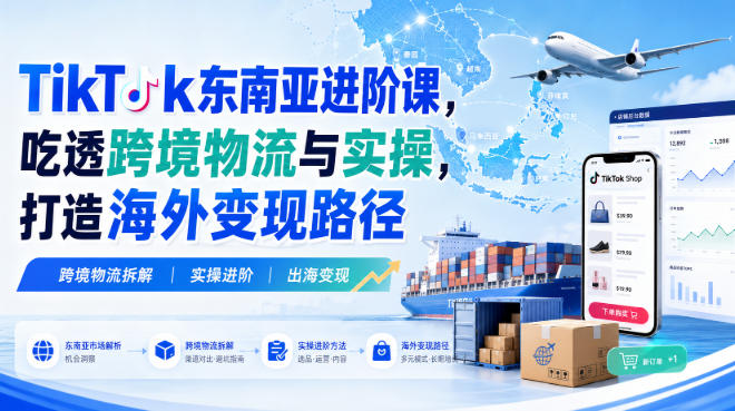 TikTok东南亚进阶课,吃透跨境物流与实操,打造海外变现路径-迦哆网创社