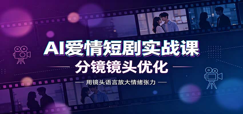 AI爱情短剧实战课：故事剧本创作，分镜镜头优化，智能体提示词-迦哆网创社