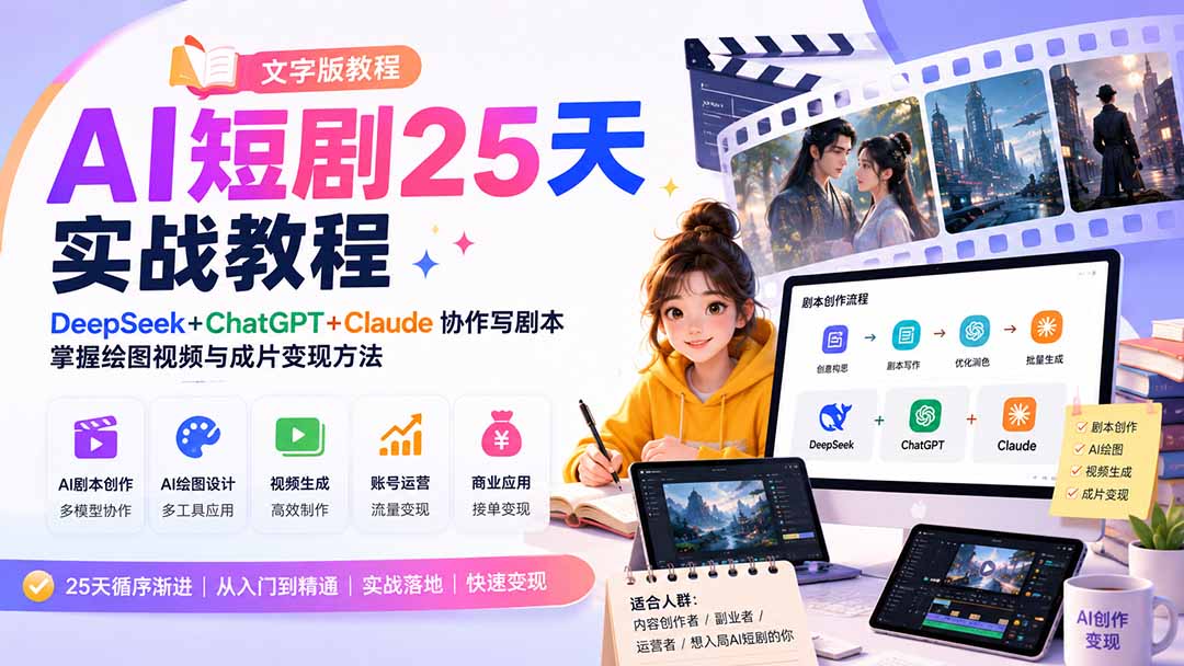 AI短剧25天实战教程(文字版教程-迦哆网创社
