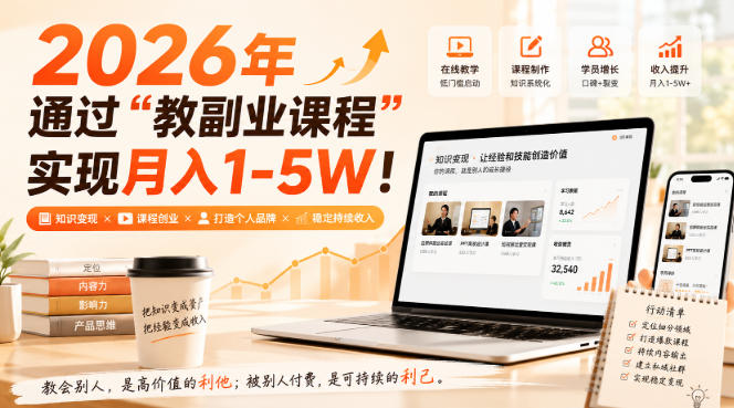 2026年通过“教副业课程”实现月入1-5W！毫无保留的全部教给你，长期稳定【揭秘】-迦哆网创社
