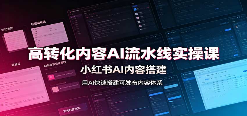 高转化内容AI流水线实操课：小红书AI内容搭建，Skill工具配置，转化内容生产-迦哆网创社