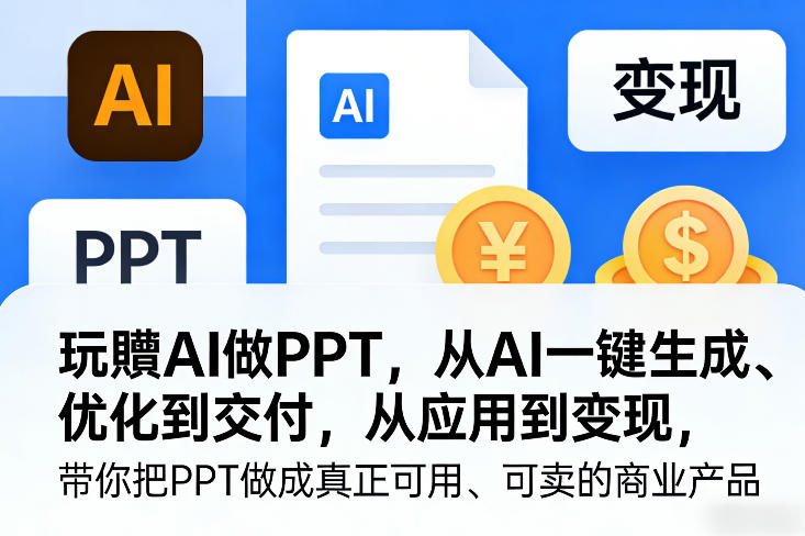 玩賺AI做PPT,从AI一键生成、优化到交付,从应用到变现,带你把PPT做成真正可用、可卖的商业产品(更新0904)-迦哆网创社