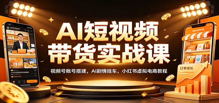 AI短视频带货实战课：视频号账号搭建，AI剧情挂车，小红书虚拟电商教程-迦哆网创社