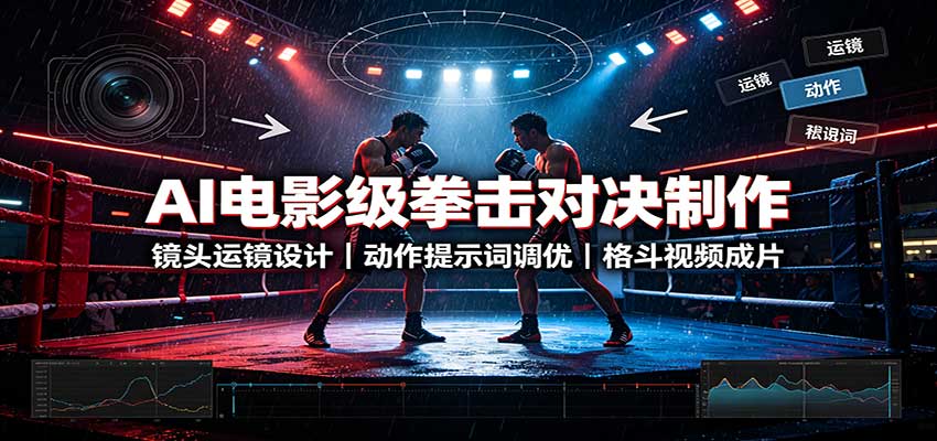 AI电影级拳击对决制作：镜头运镜设计，动作提示词调优，格斗视频成片-迦哆网创社